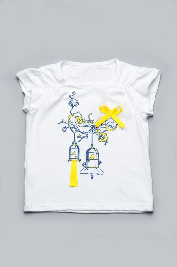 белая футболка с желтым декором купить Киев