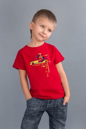 недорогая футболка для мальчика красная от производителя