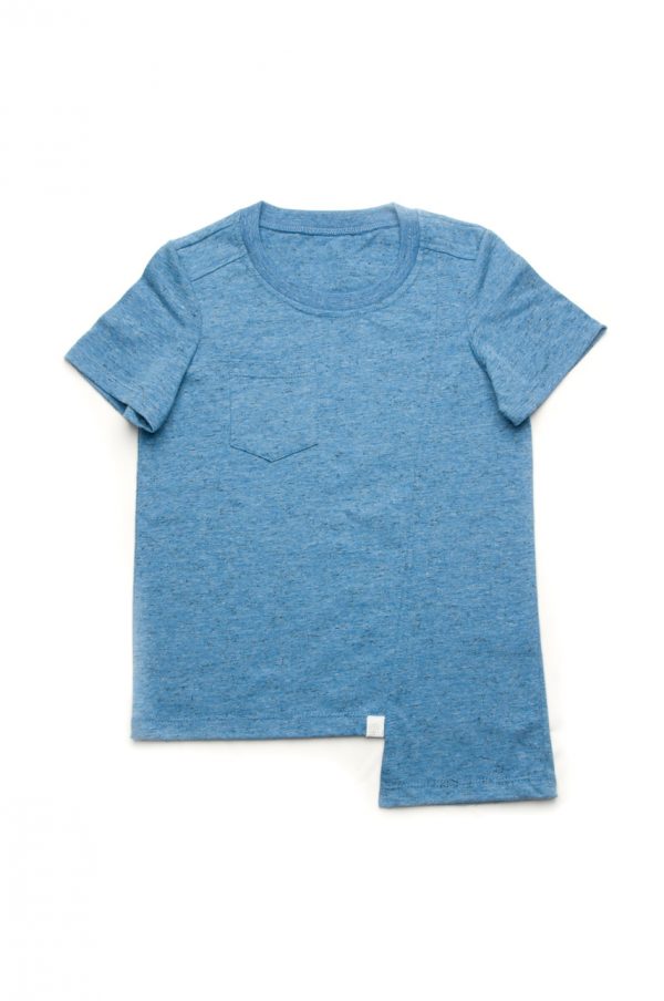 голубая асимметричная спереди футболка для мальчика
