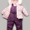 Зимний детский костюм-комбинезон ‘Bubble pink’ для девочки
