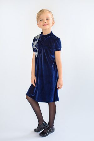синее бархатное платье детское недорого