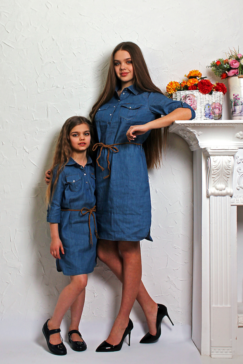 джинсовое платье фэмили лук женское детское недорого