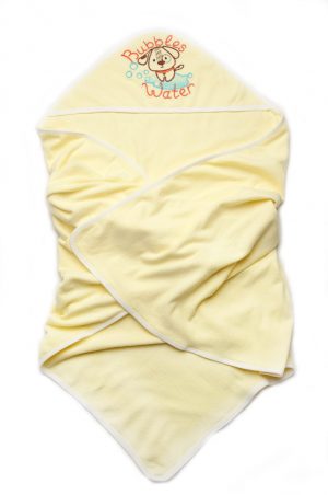 полотенце махровое желтое с капюшоном для новорожденных унисекс