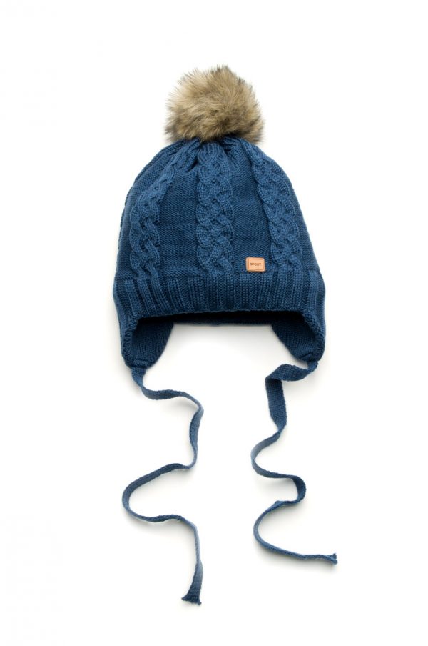 шапка на завязках с помпоном зимняя для мальчика недорого