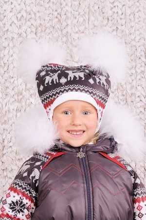 зимняя шапка с помпонами для девочки купить