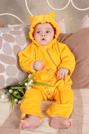 яркий желтый слингокомбинезон для новорожденных унисекс недорого