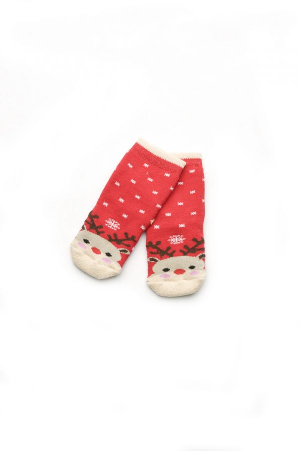 махровые носки красные с новогодней тематикой