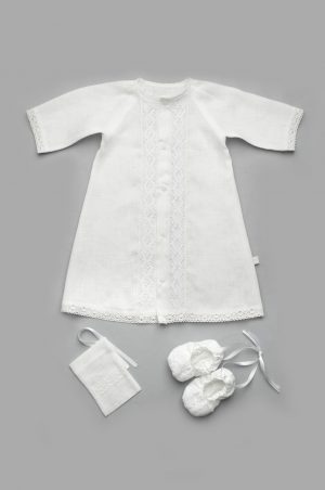 крестильная рубашка для мальчика белая лен
