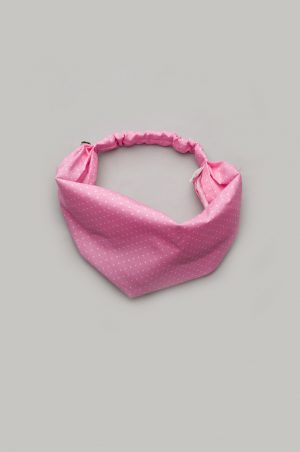 повязка на голову розовая в мелкий горошек для девочки