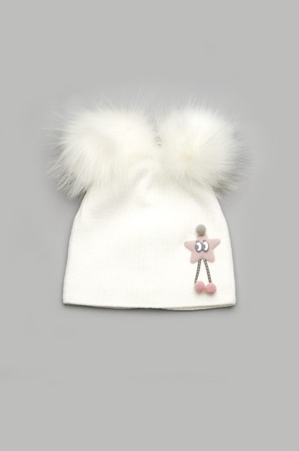 недорогая зимняя шапка с помпонами для девочки Днепр